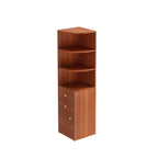 Contemporary White Wood Corner Bookcase with Cabinet
