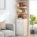 Contemporary White Wood Corner Bookcase with Cabinet