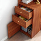 Contemporary White Wood Corner Bookcase with Cabinet