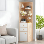 Contemporary White Wood Corner Bookcase with Cabinet