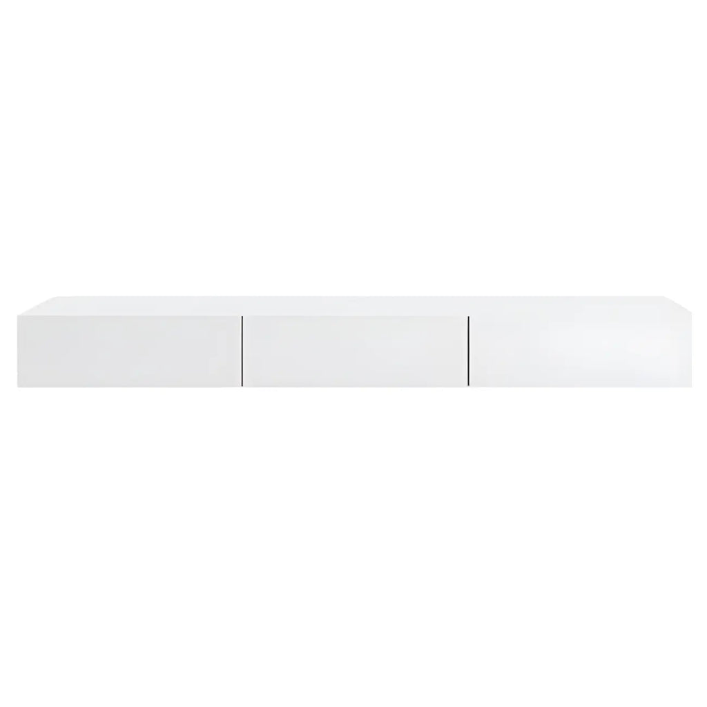 Contemporary Wooden Floating TV Stand in White with Lighting