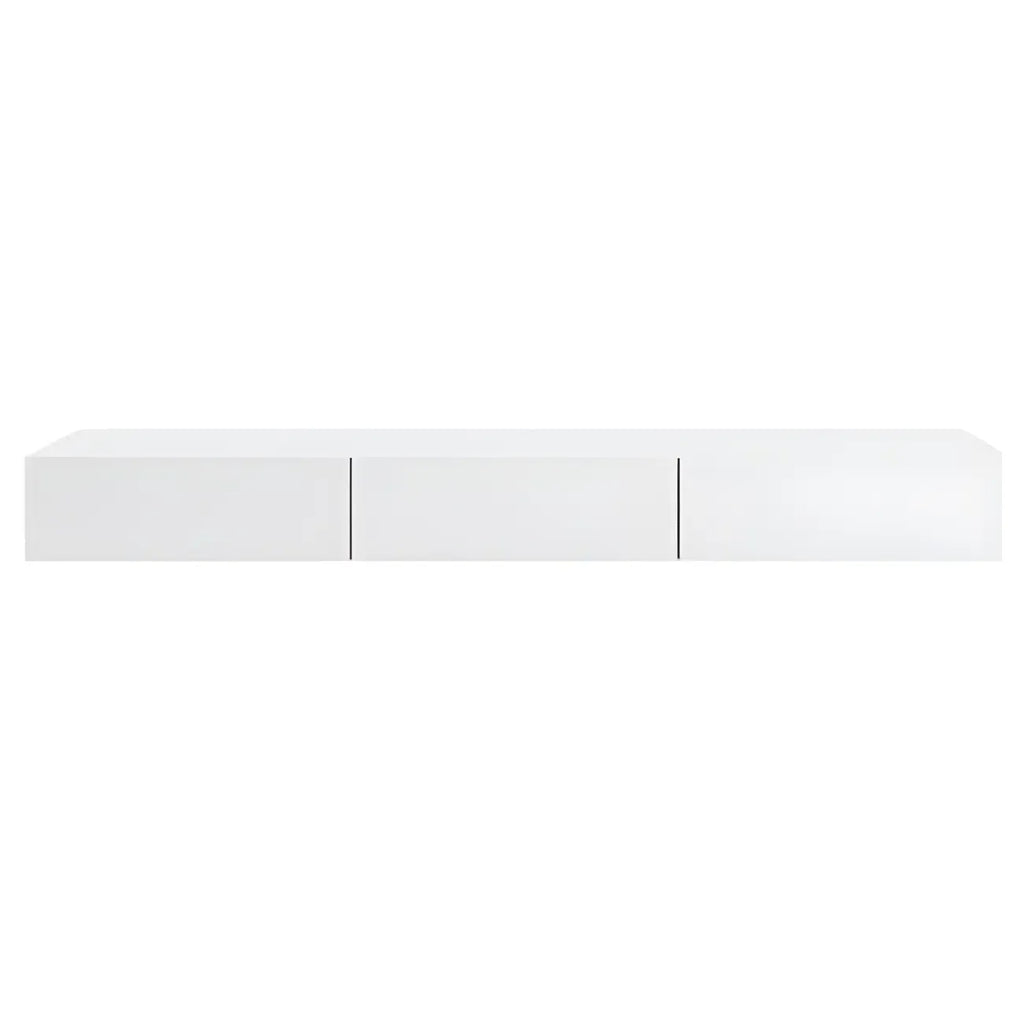Contemporary Wooden Floating TV Stand in White with Lighting