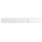 Contemporary Wooden Floating TV Stand in White with Lighting