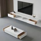 Contemporary Wooden Floating TV Stand in White with Lighting