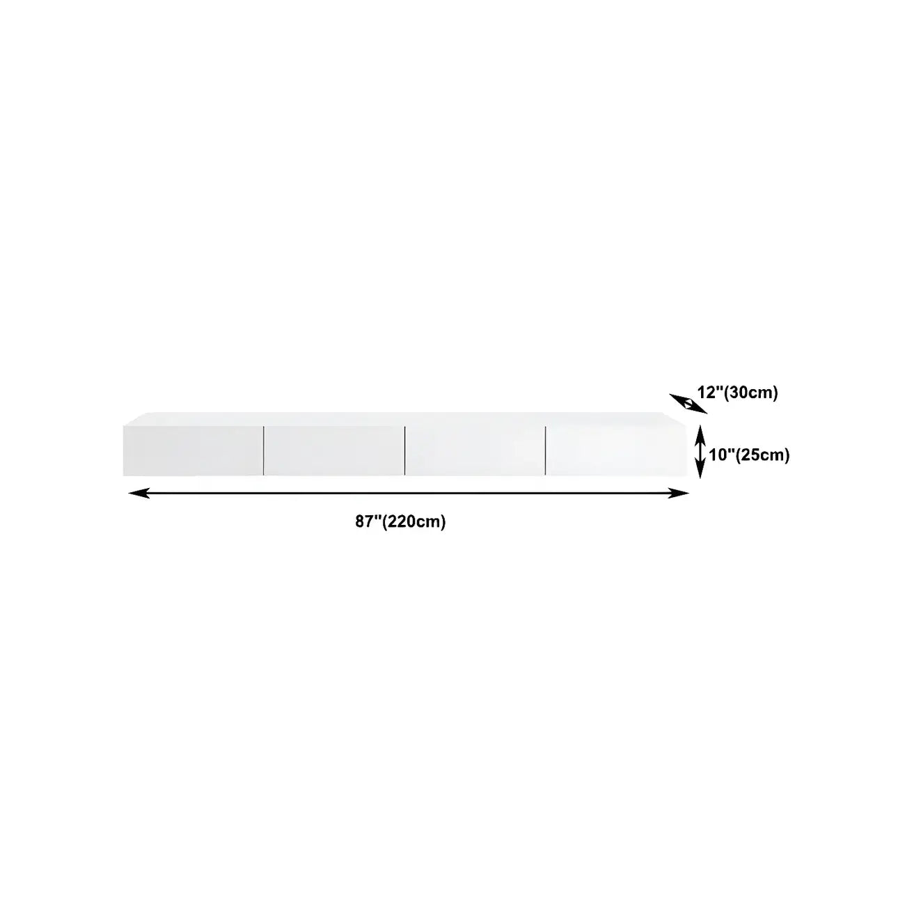 Contemporary Wooden Floating TV Stand in White with Lighting