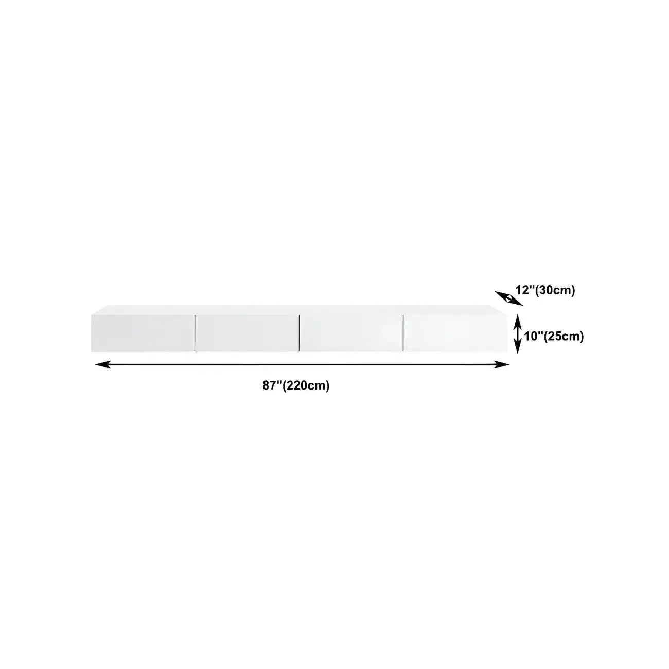 Contemporary Wooden Floating TV Stand in White with Lighting