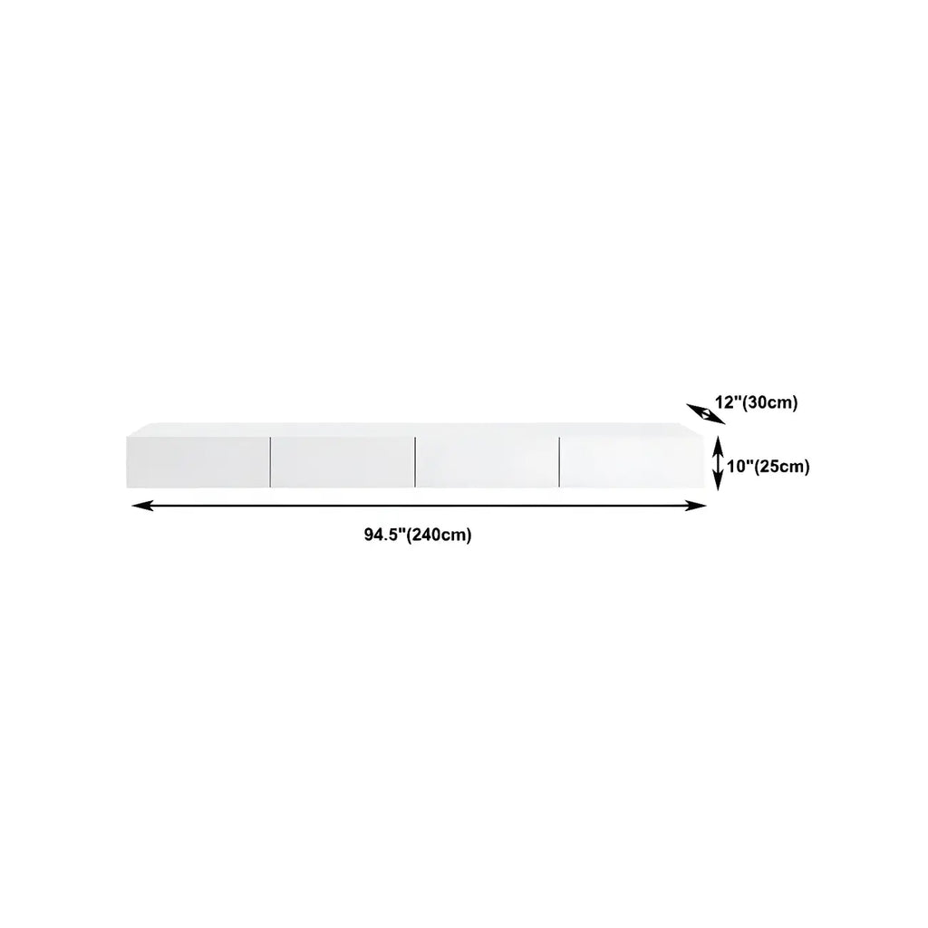 Contemporary Wooden Floating TV Stand in White with Lighting