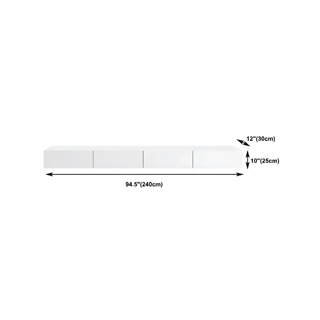 Contemporary Wooden Floating TV Stand in White with Lighting
