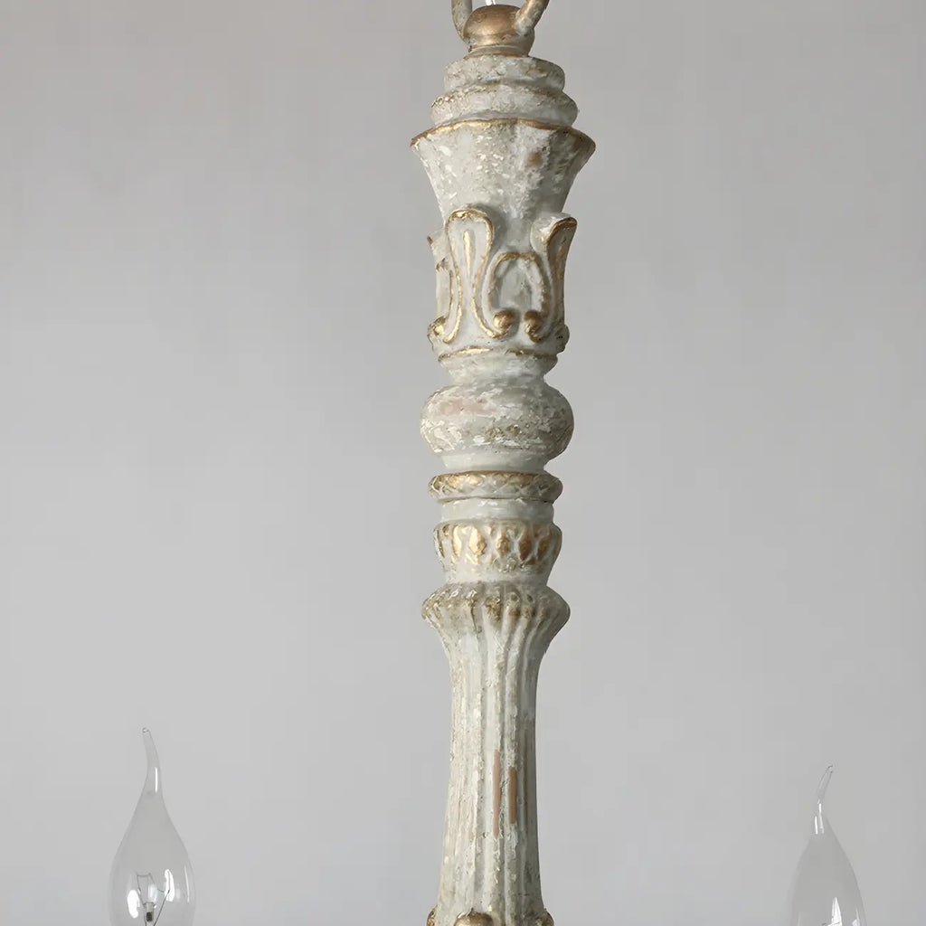 Traditional Adjustable 6-light Empire Wood Candelabra Chandelier
