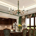 Traditional Adjustable 6-light Empire Wood Candelabra Chandelier