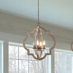 Classic Traditional Quatrefoil Wooden Candelabra Chandelier