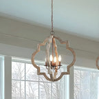 Classic Traditional Quatrefoil Wooden Candelabra Chandelier