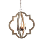 Classic Traditional Quatrefoil Wooden Candelabra Chandelier