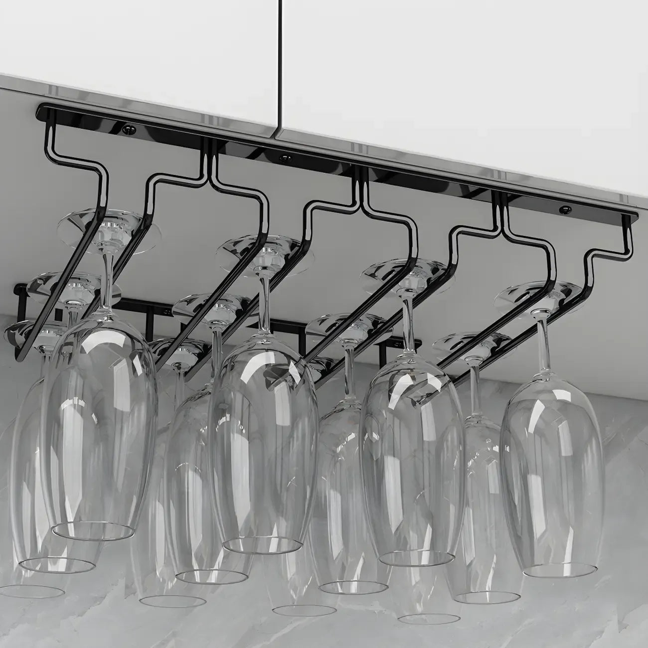 Contemporary Metal Hanging Wine Glass Rack Black