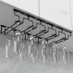 Contemporary Metal Hanging Wine Glass Rack Black