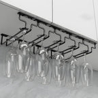 Contemporary Metal Hanging Wine Glass Rack Black