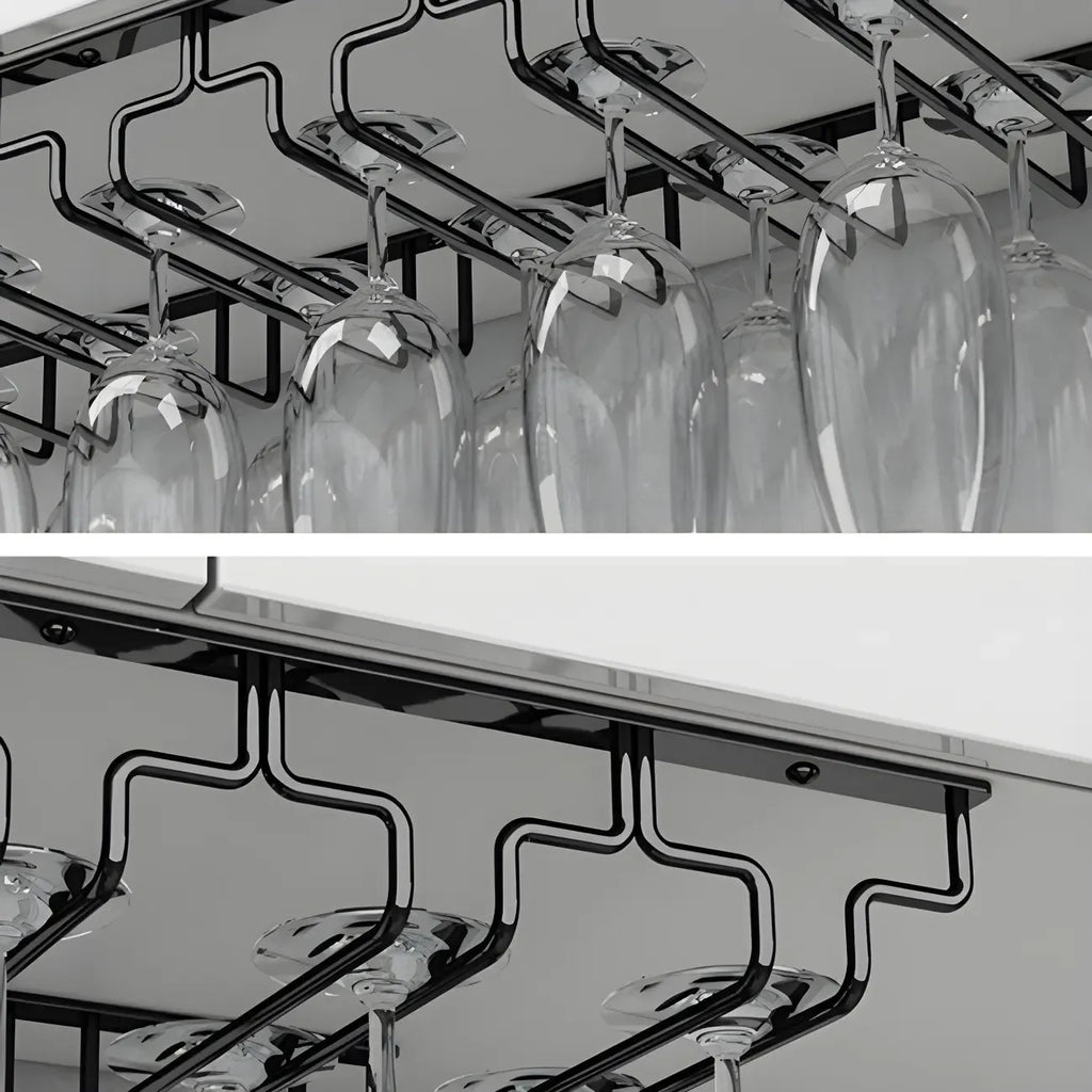 Contemporary Metal Hanging Wine Glass Rack Black