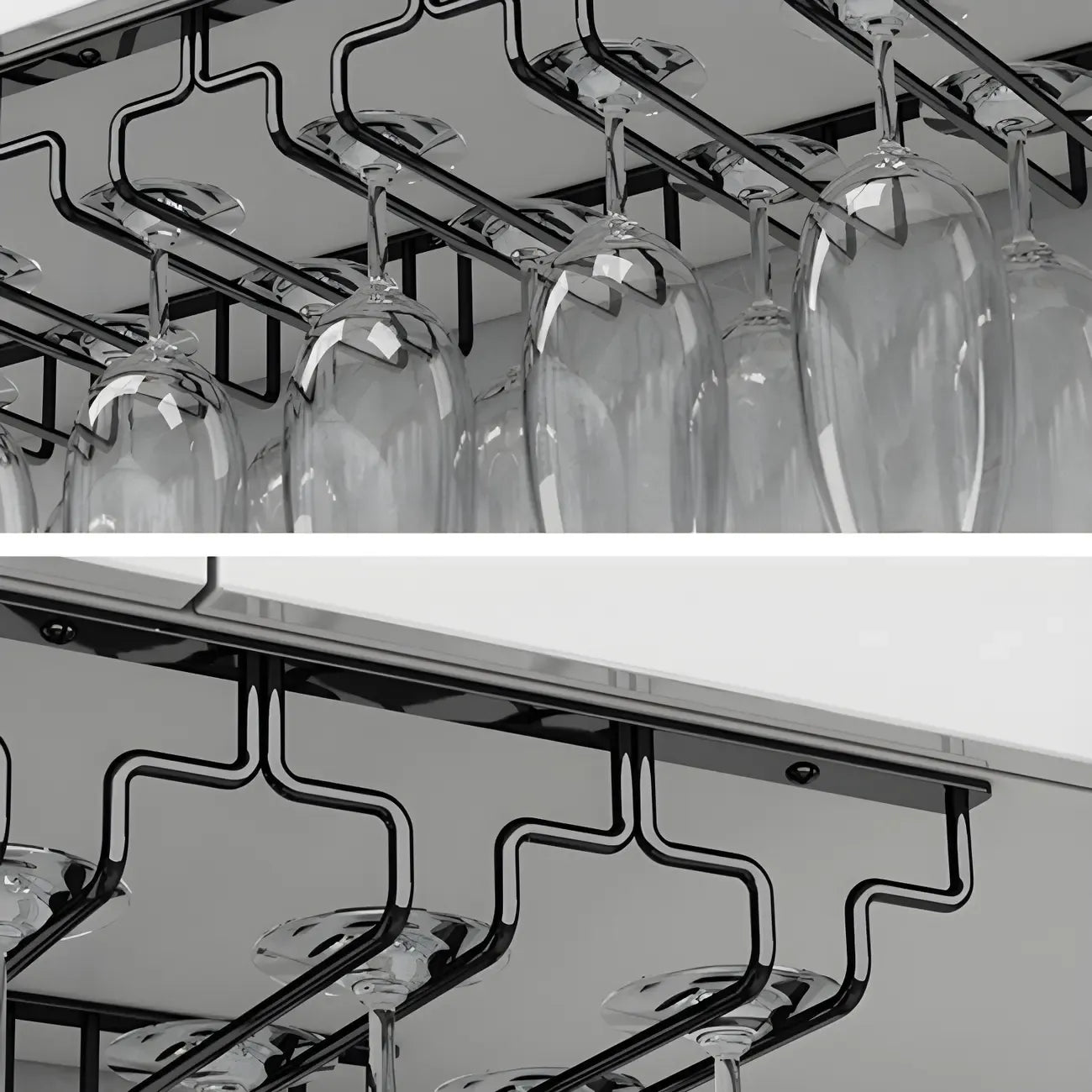 Contemporary Metal Hanging Wine Glass Rack Black