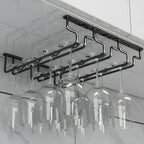 Contemporary Metal Hanging Wine Glass Rack Black