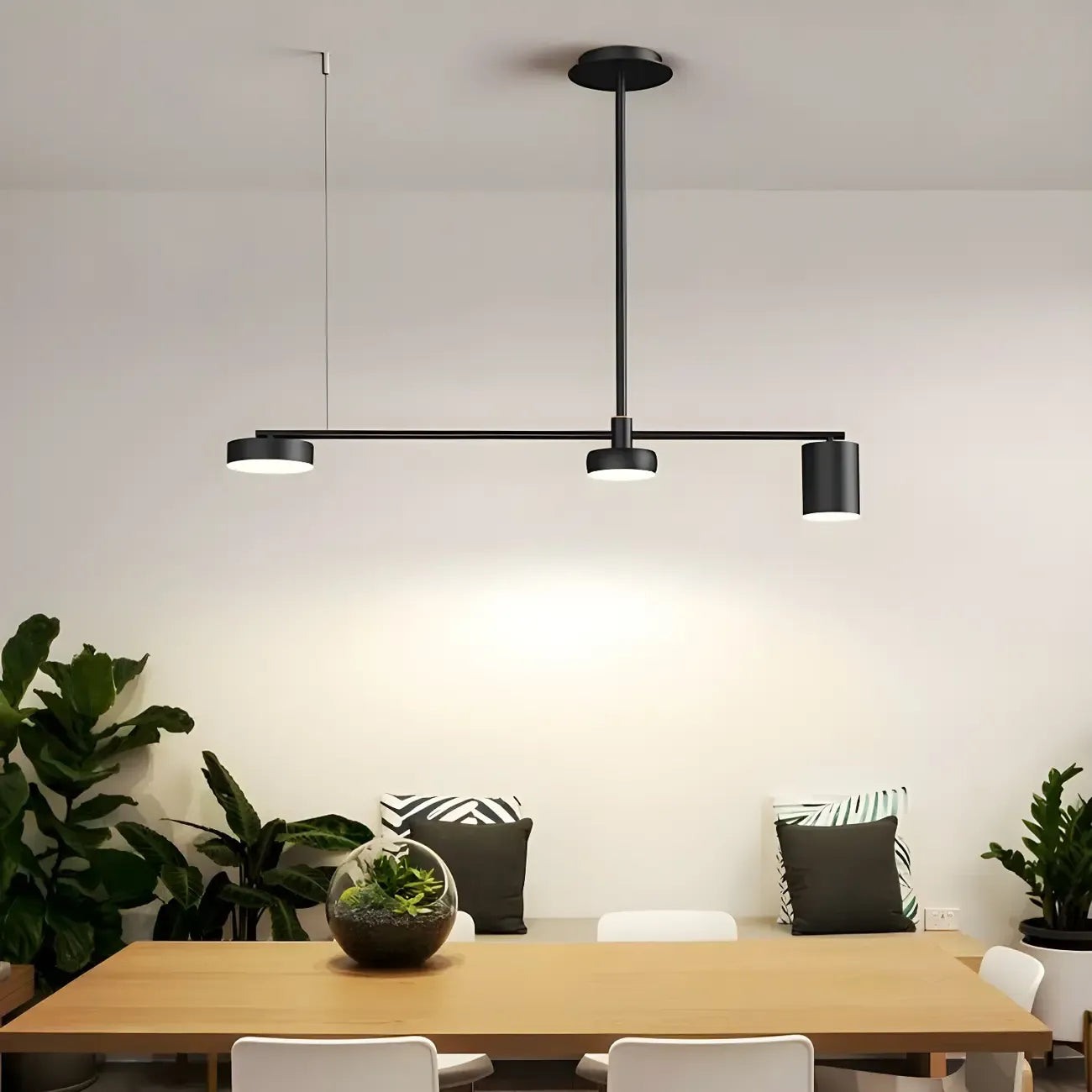 Modern Adjustable Black Linear Kitchen Island Light