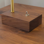 Retro Brown Gold Glass Wood Base Arched Table Lamp