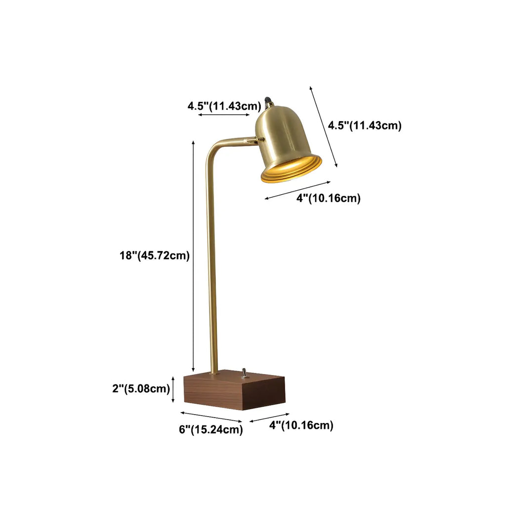 Retro Brown Gold Glass Wood Base Arched Table Lamp