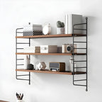3-Shelf Nut-Brown Wall-Mounted Wood Open Bookcase