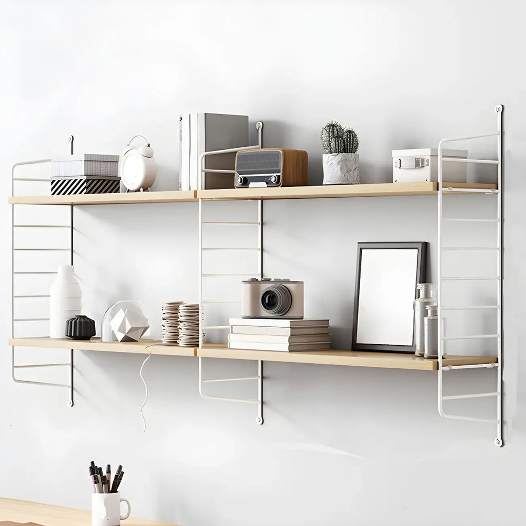 3-Shelf Nut-Brown Wall-Mounted Wood Open Bookcase