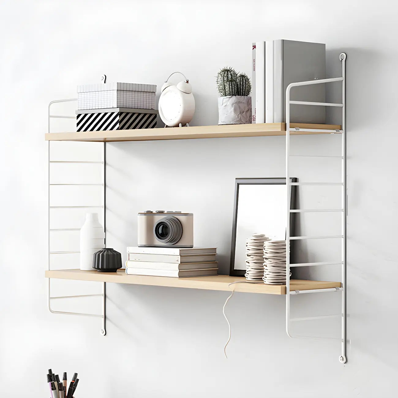 3-Shelf Nut-Brown Wall-Mounted Wood Open Bookcase
