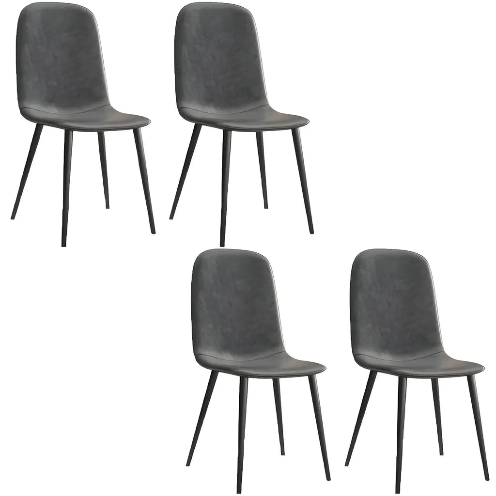 Industrial Armless Faux Leather Low Back Dining Chair