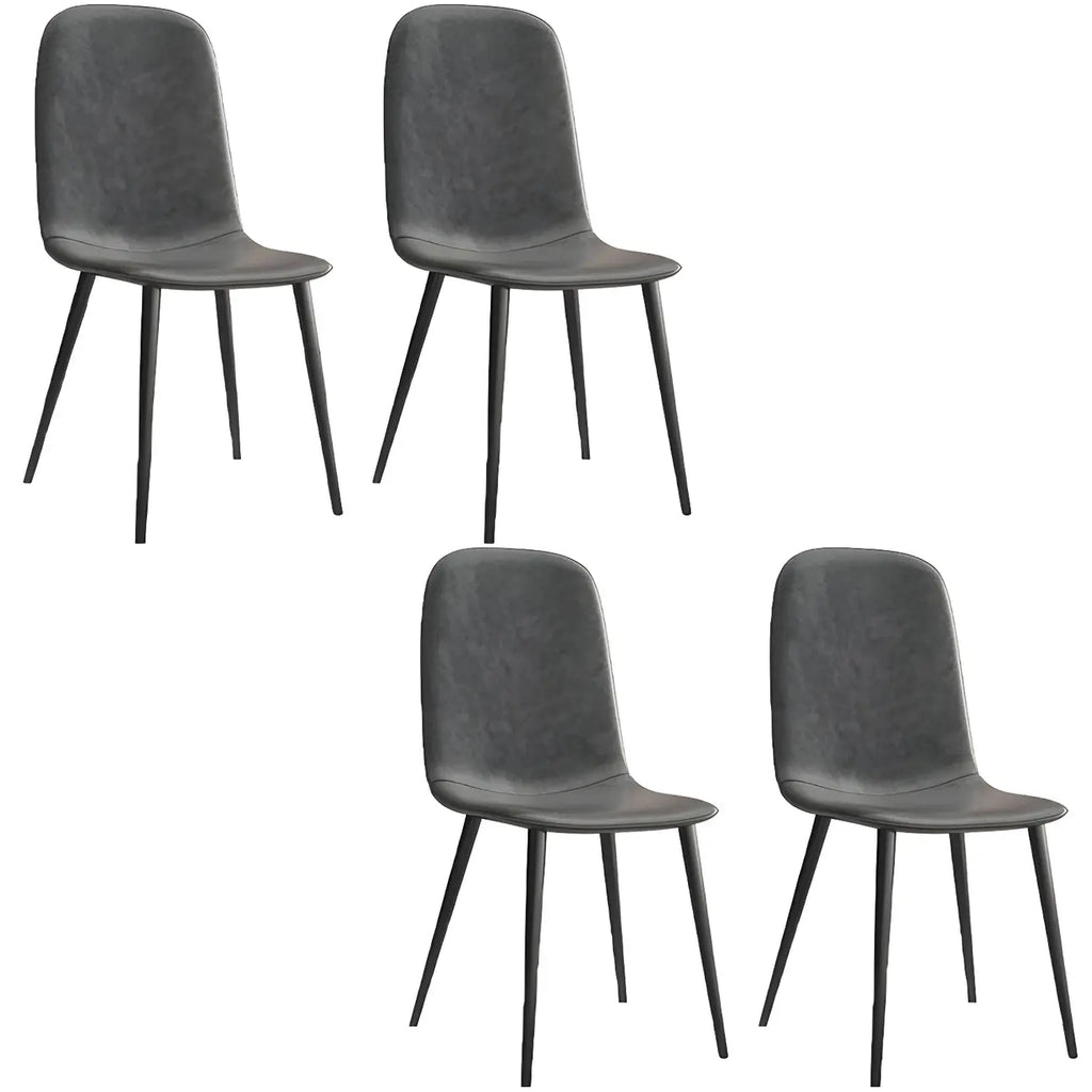 Industrial Armless Faux Leather Low Back Dining Chair