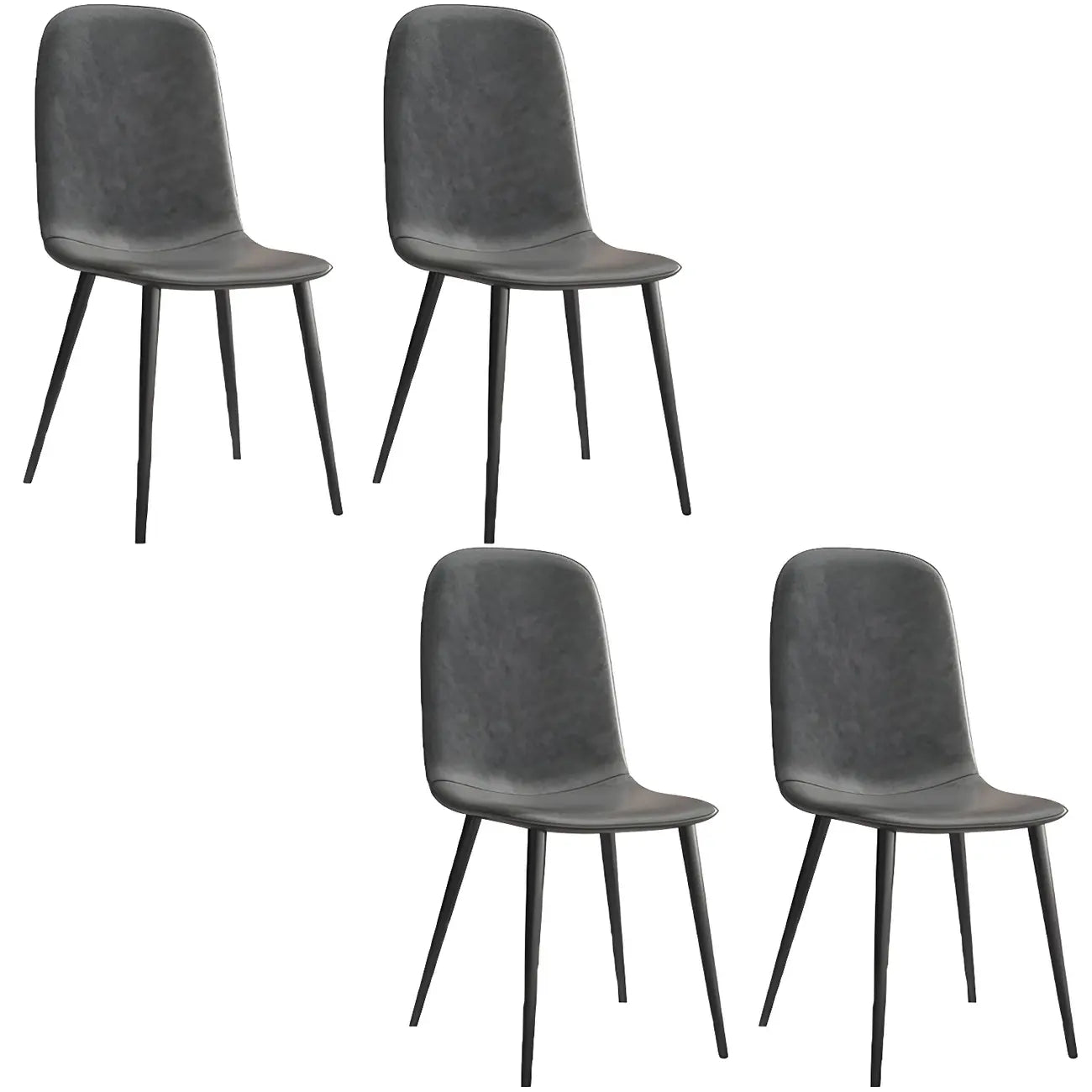 Industrial Armless Faux Leather Low Back Dining Chair