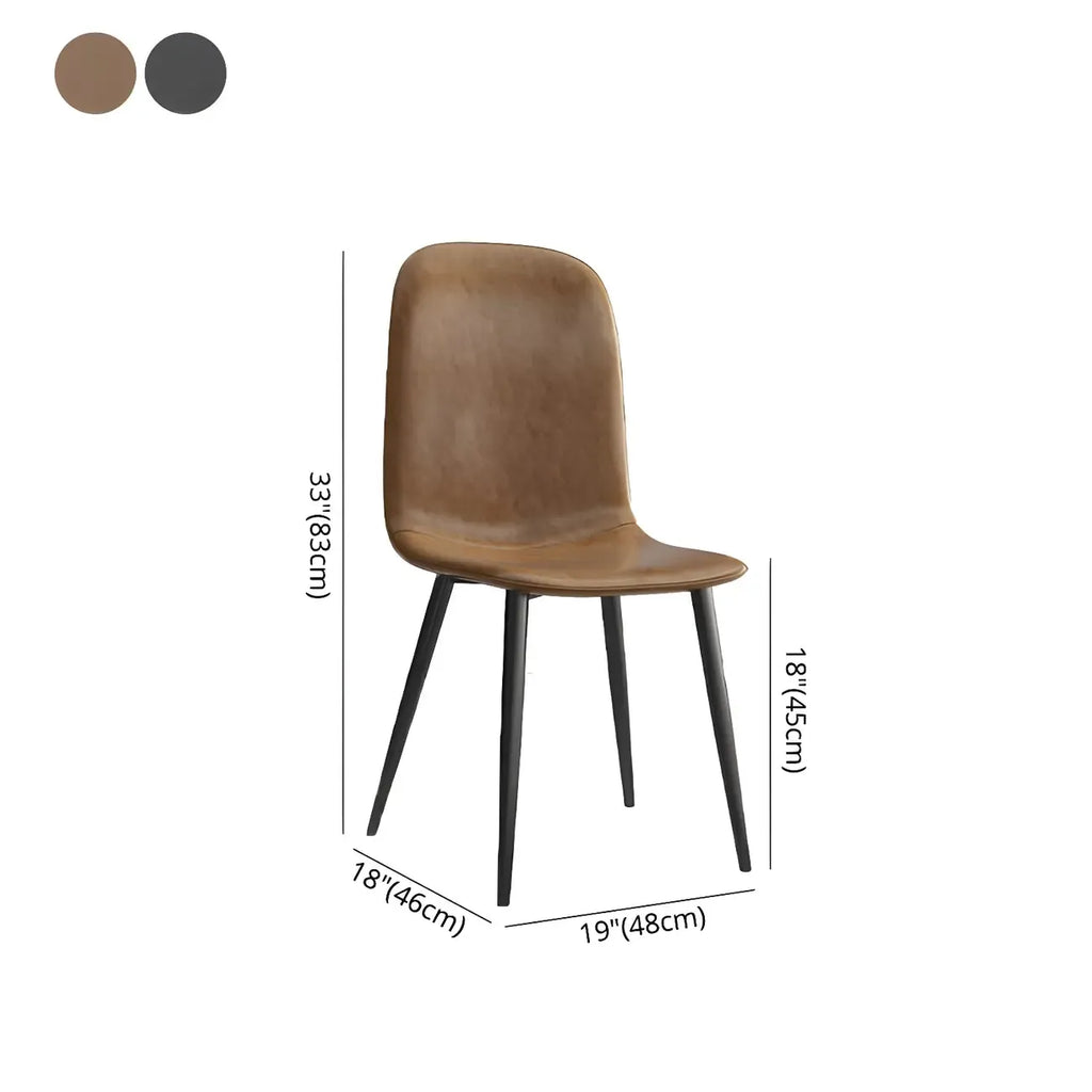 Industrial Armless Faux Leather Low Back Dining Chair