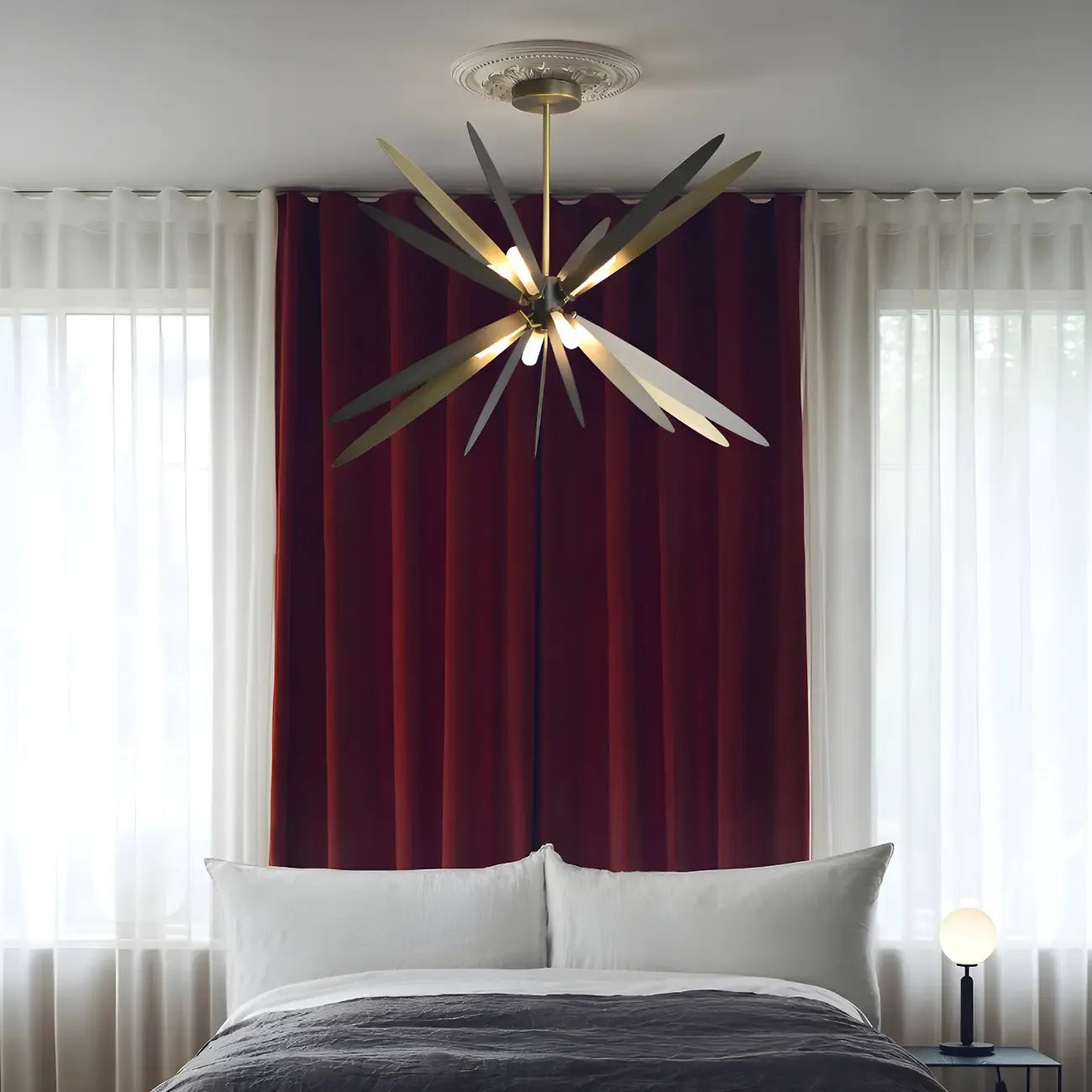 Modern Metal Sputnik Starburst Chandelier Adjustable Downrod