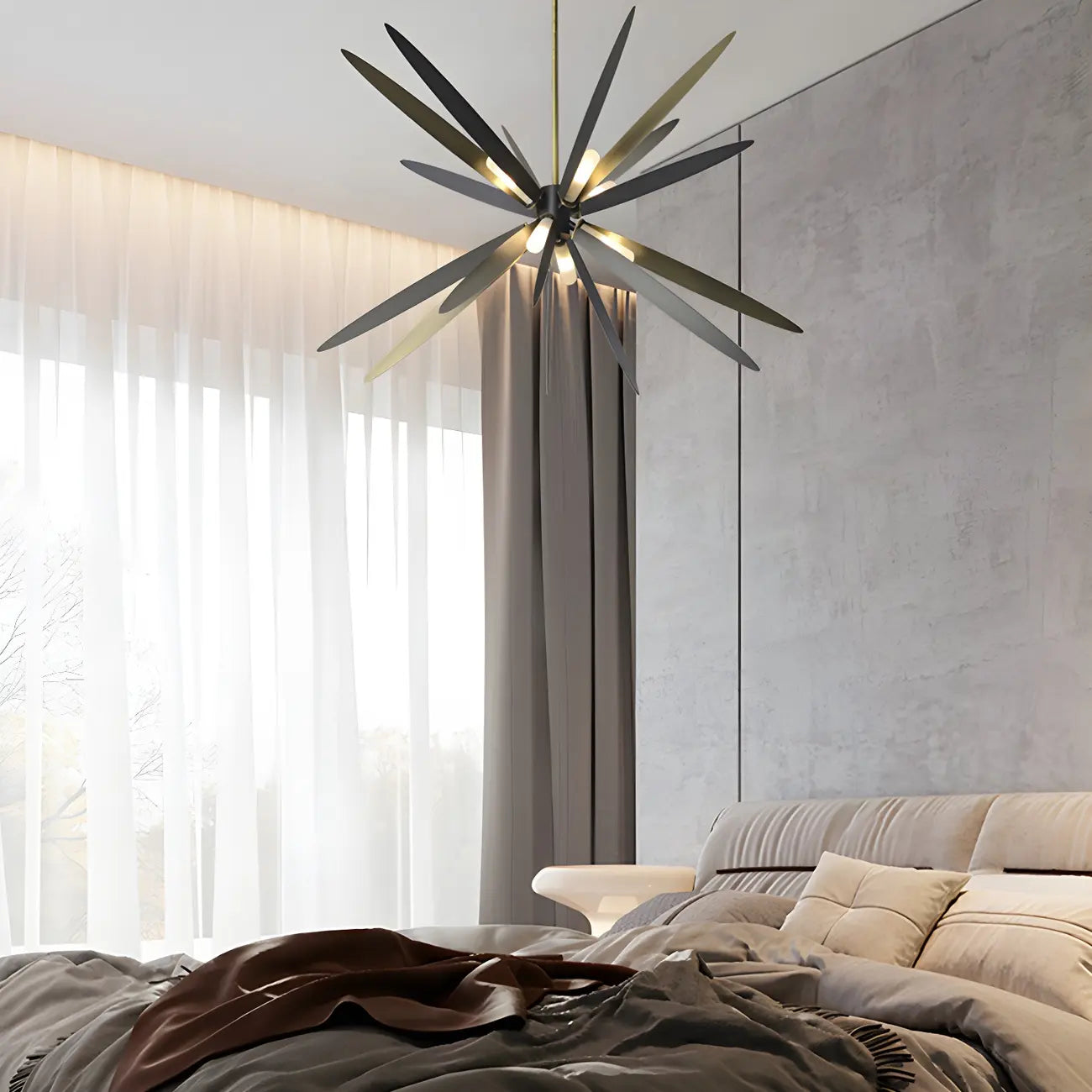 Modern Metal Sputnik Starburst Chandelier Adjustable Downrod