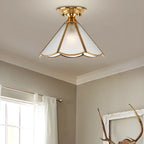 Colonial Dome Gold Glass Semi-Flush Mount Light