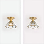 Colonial Dome Gold Glass Semi-Flush Mount Light