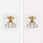 Colonial Dome Gold Glass Semi-Flush Mount Light