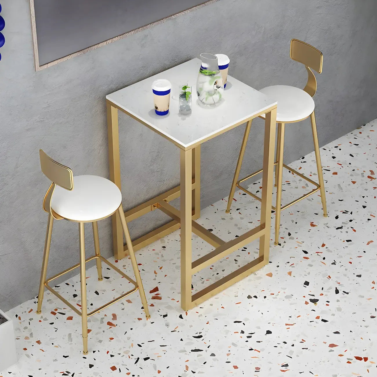 Modern Metal Base Bar Height Table for Indoor Dining