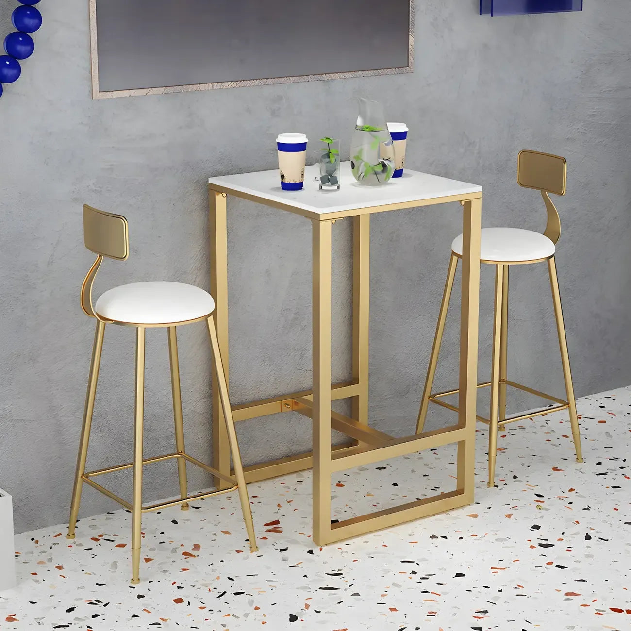 Modern Metal Base Bar Height Table for Indoor Dining
