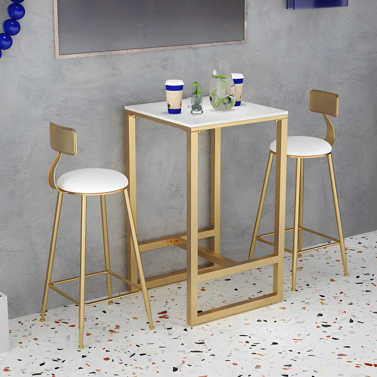 Modern Metal Base Bar Height Table for Indoor Dining