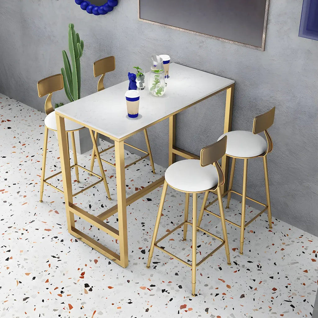 Modern Metal Base Bar Height Table for Indoor Dining