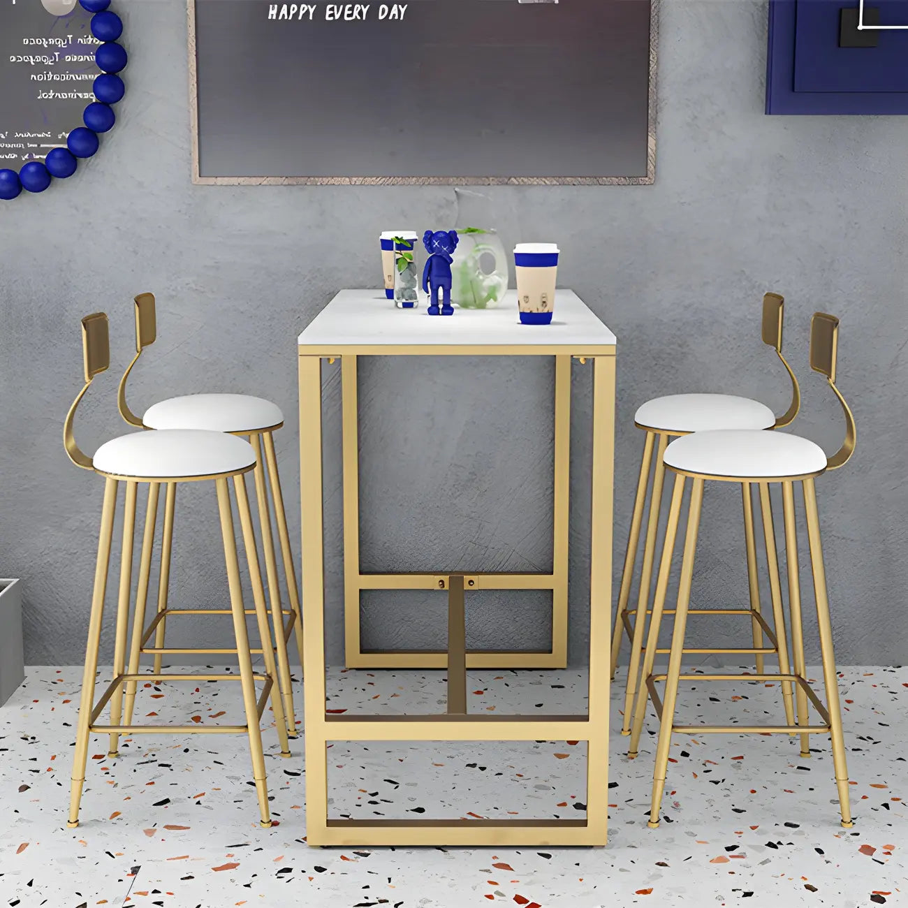 Modern Metal Base Bar Height Table for Indoor Dining