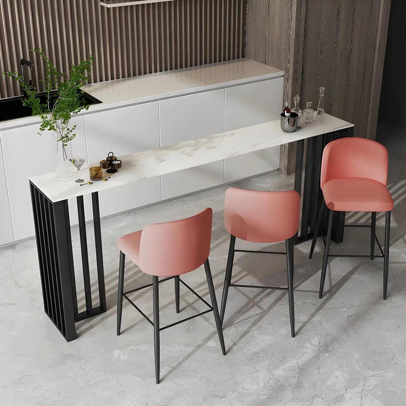 Modern Stone Bar Table with Double Pedestal for Kitchen