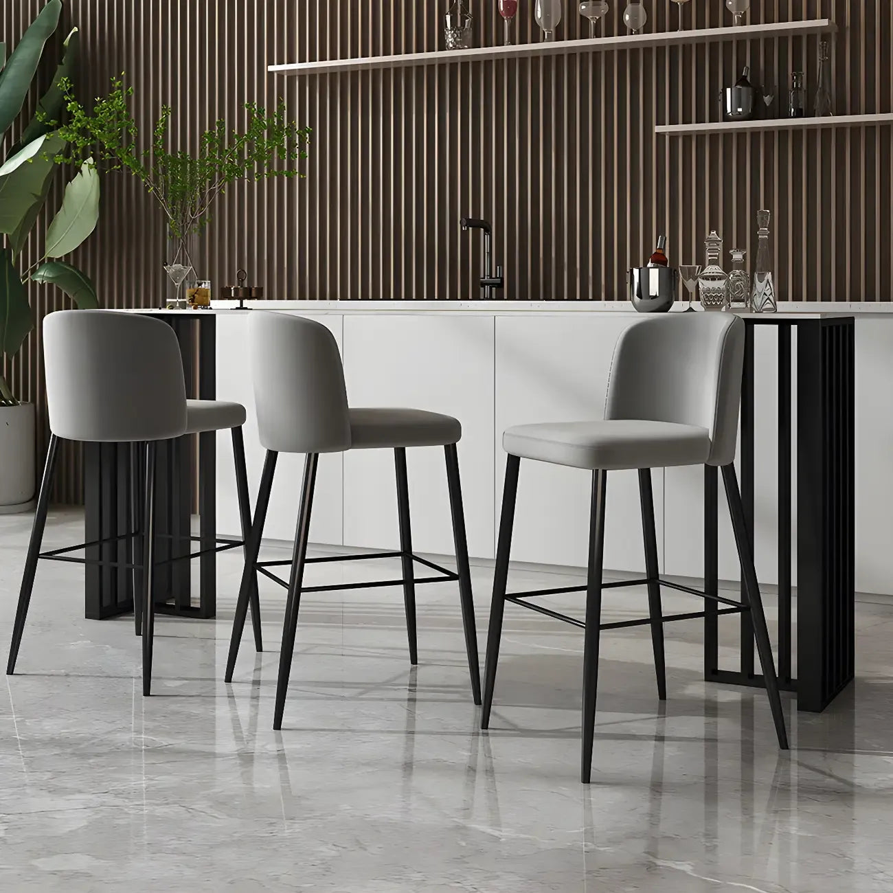 Modern Stone Bar Table with Double Pedestal for Kitchen