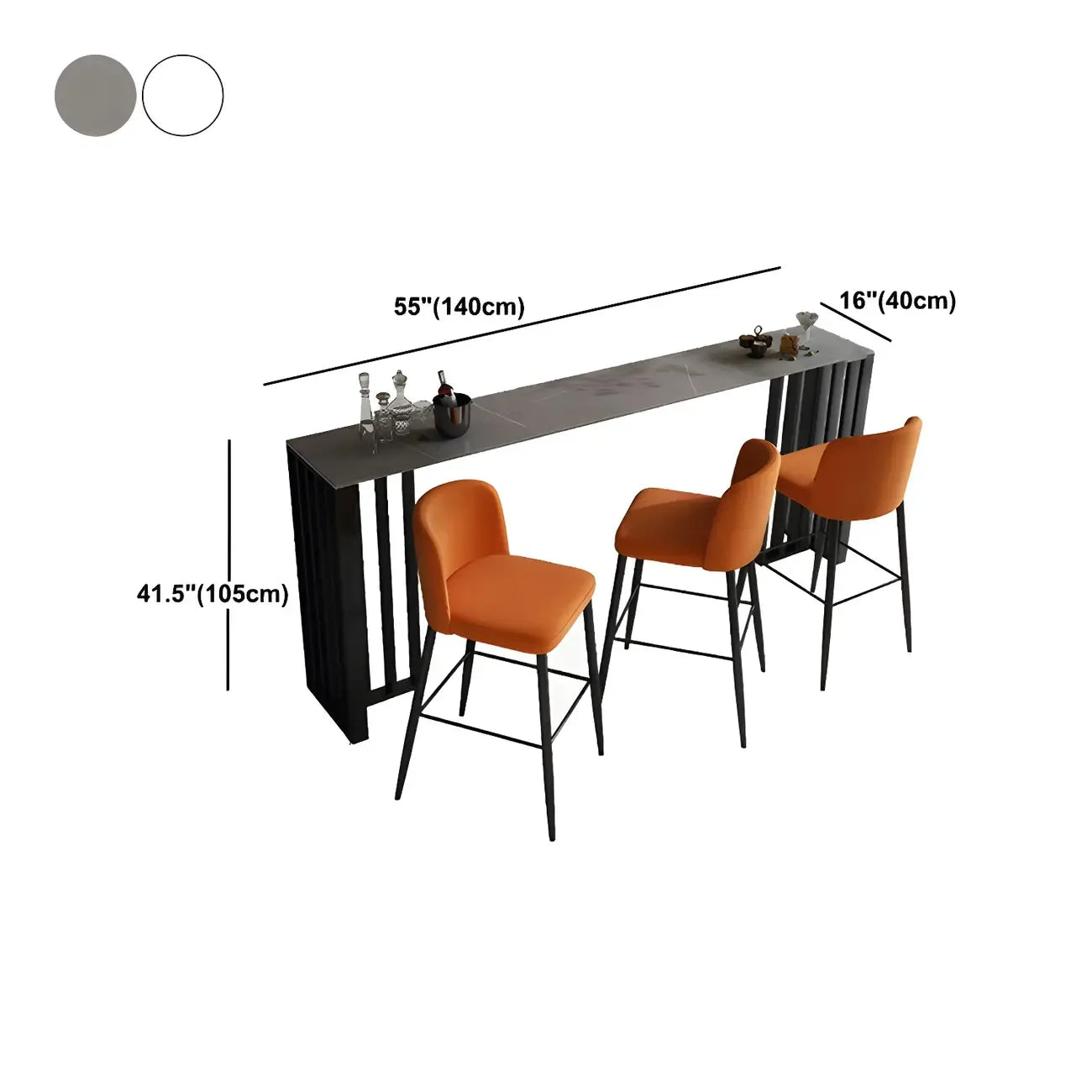 Modern Stone Bar Table with Double Pedestal for Kitchen