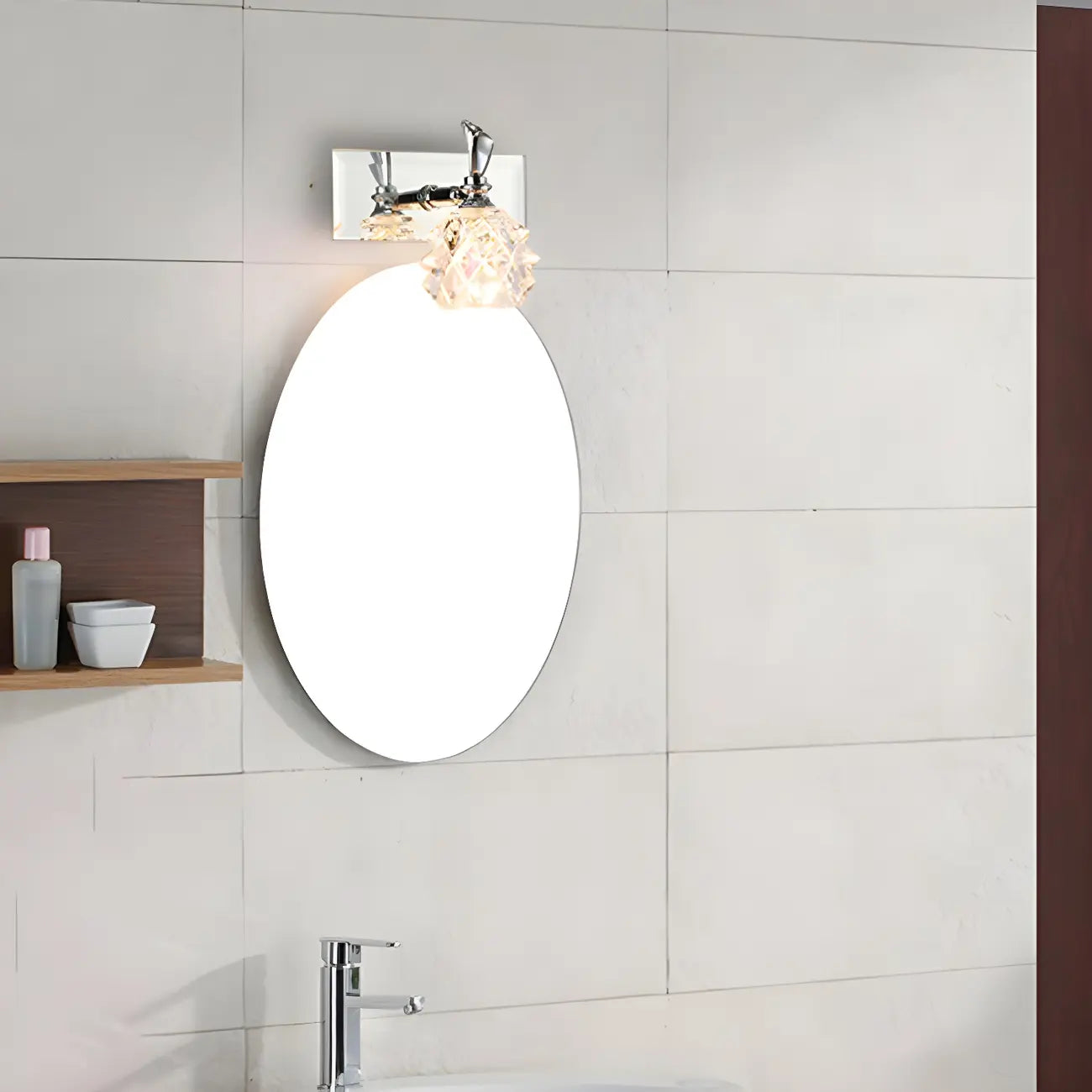 Classic Chrome Glass Shade Adjustable Vanity Light for Bathroom