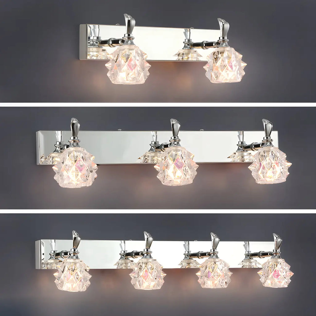 Classic Chrome Glass Shade Adjustable Vanity Light for Bathroom