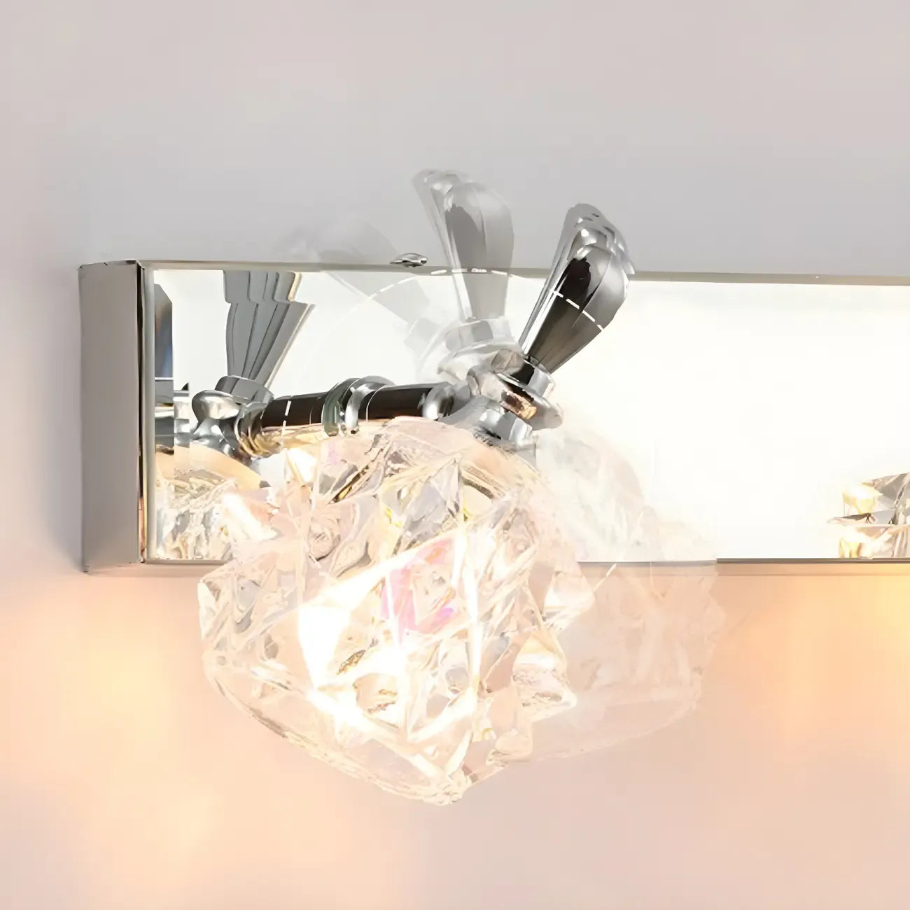 Classic Chrome Glass Shade Adjustable Vanity Light for Bathroom