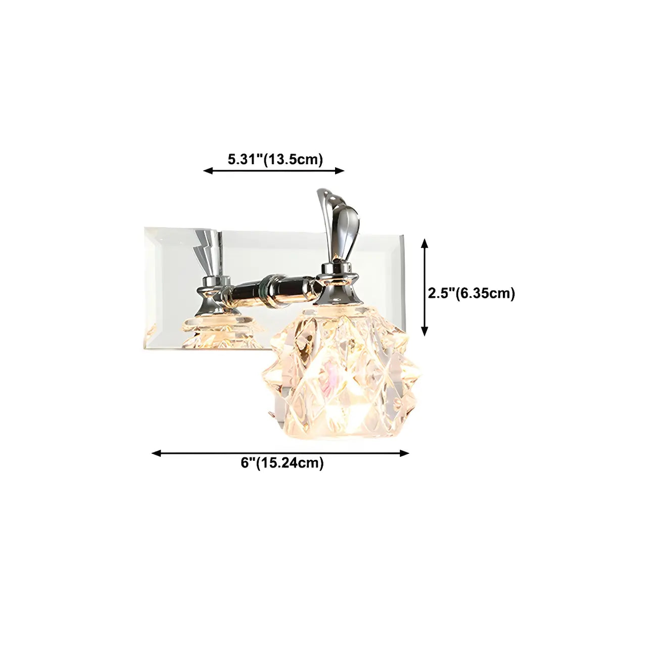 Classic Chrome Glass Shade Adjustable Vanity Light for Bathroom